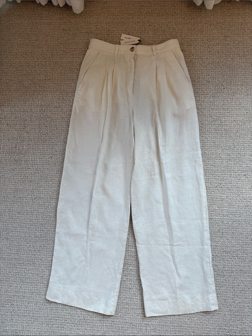 Banana Republic Cream Linen-Blend Trousers - NWT Size 8